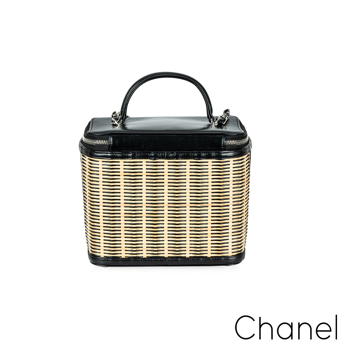 Chanel Raffia Rattan & Calfskin Vanity Case Bag